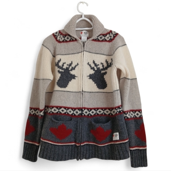 Hudson's Bay Canada Olympic Cowichan Zip Sweater - Unisex Large, 21" PTP - Picture 2 of 15
